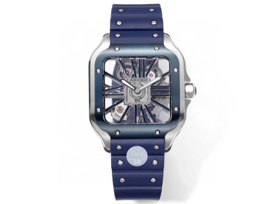 THB Factory Santos Hollow Tape Series Silver / Dark blue steel case diameter 39.8mm watch